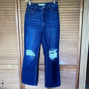 👖Hollister Ultra Curvy High-Rise Dad Jeans Distressed Dark Wash Y2K Vibe-Size 26